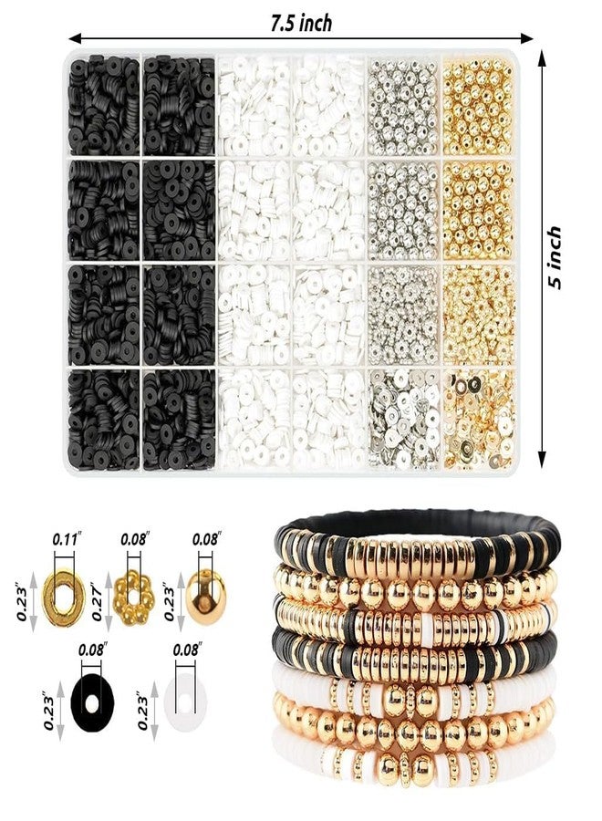 DRIVIJI DIYBeadsSet-3 - Polymer Bead Set with Spacer Beads, White & Black, 3 Colors, Multiple Sizes, DIY Bracelet & Jewellery Making Kit for Girls, Boys & Women (Bracelets Making KIT Black) - Image 2